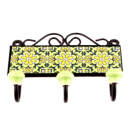 Pea Green And Forset Green Sunflower Tiles Hooks